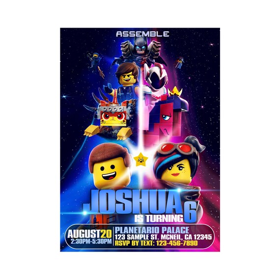 Bricks Movie 2 Birthday Invitation, Bricks Movie 2 Birthday Card, Bricks Movie 2 Invitation Card, 12HRS Turnaround Time Il_570xn