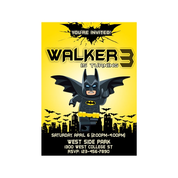 Batman Birthday Invitation, Batman Printable Invitation, Batman Invitation Card, Batman Birthday Card, 12HRS Turnaround Time Il_570xn
