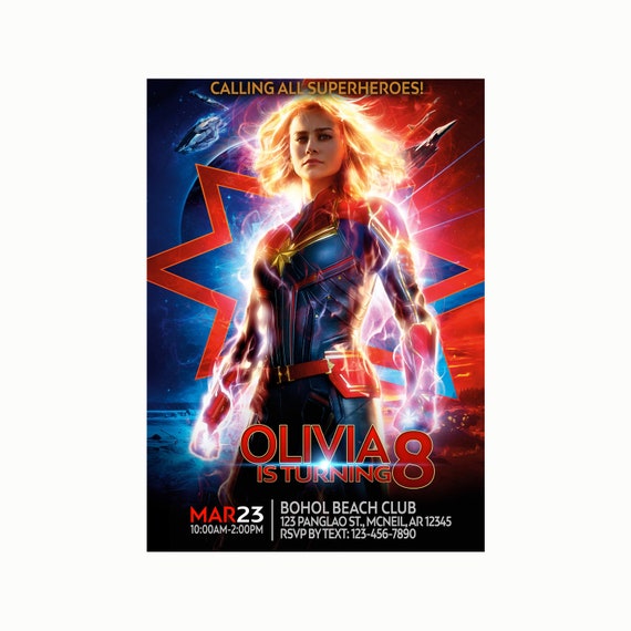 Captain Marvel Birthday Invitation, Avengers Invitation Card, Avengers Birthday Card, Captain Marvel Birthday Invitation, Captain Marvel Il_570xn