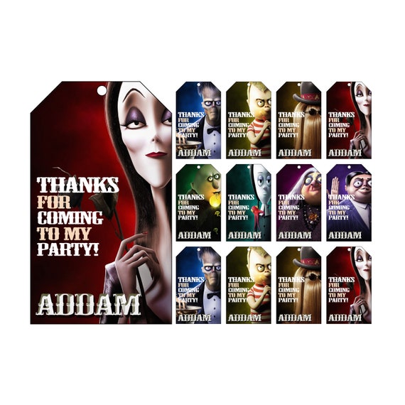 Addams Family Thank You Tag, Addams Family Party Tag, Addams Family Birthday Tag, Addams Family Tag Il_570xn