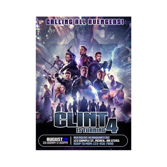 Avengers Endgame Invitation, Avengers Endgame Birthday Invitation, Avengers Endgame Printable Invitation, 12HRS Turnaround Time Il_570xn