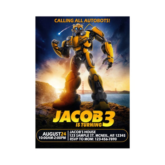 Bumblebee Invitation, Bumblebee Birthday Invitation, Bumblebee Printable Birthday Invitation, Transformer Invitation, 12HRS Turnaround Time Il_570xn