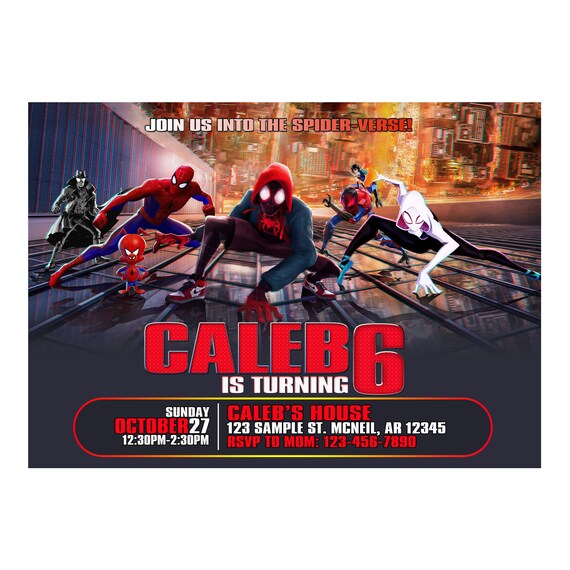 Spider-Man Into The Spider-Verse Birthday Invitation, Spider-Man Into The Spider-Verse Invitation, 12HRS Turnaround Time Il_570xn