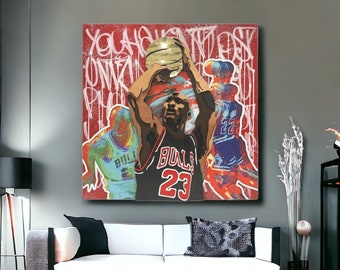 3D Wood Wall Art Large, Celebrity Portrait Michael Jordan. Modern Popup Original Painting.