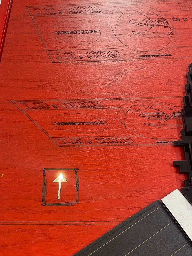 3D Wooden Framed Painting, Pepe the Frog Under the Mask of Benjamin