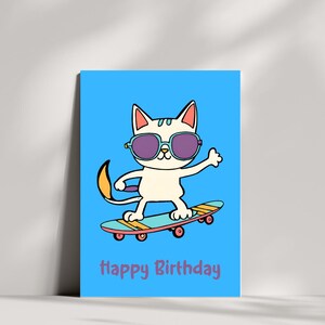 Carte d'anniversaire chat cool – ronronnant parfaitement amusante et vibrante !