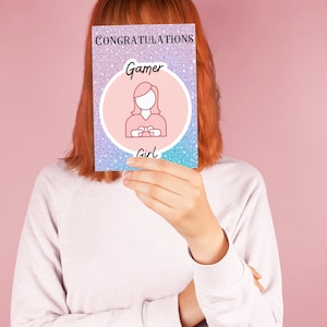 Ragazza gamer Biglietto d&#39;auguri, regalo per fidanzata, sorella, moglie, ragazze a cui piacciono i giochi, donne che giocano