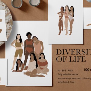 Woman Clipart, Boho PNG, African Female, Equality Art, Diversity Art, Girls Clipart, Black Girl Clipart, Sisterhood, Hand Holding, Ethnicity