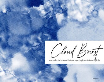Papel de acuarela, Fondo de acuarela, Fondo azul, Clipart de boda, Acuarela azul, Papel digital, Lavado de acuarela, Arte abstracto