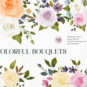 Pastel Roses, Watercolor Roses, Soft Roses, Wedding Bouquets, Watercolor Floral, Watercolor Bouquets, Blush Roses Baby Shower Floral Clipart