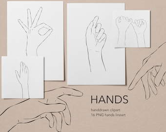 Fine Art - Hands PNG, Female Hands Line Art, Modern Woman Hands Lineart, Minimal Clipart, Fingers Clip Art, Pinky Promise, Boho Hands Art