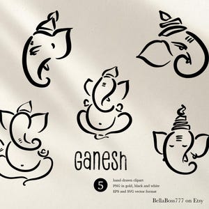 Ganesh Clipart, Indian God Clipart, Hindu God Clipart, Ganesha Line Art, Gold Ganpati, Wedding Clipart, Hindu Wedding, Ganapati Clipart