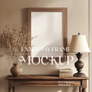 Rustic Frame Mockup, Neutral Frame, Photoshop Mockup Template, Entryway Mockup, Poster Mockup Template, Wall Art Mockup, Wood Frame Mockup