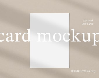 Invitation Mockup, Minimalist Card Mockup, Simple Wedding Stationery, 5x7 Card Mockup, Blank Invitation Template, Modern Card Mockup PSD