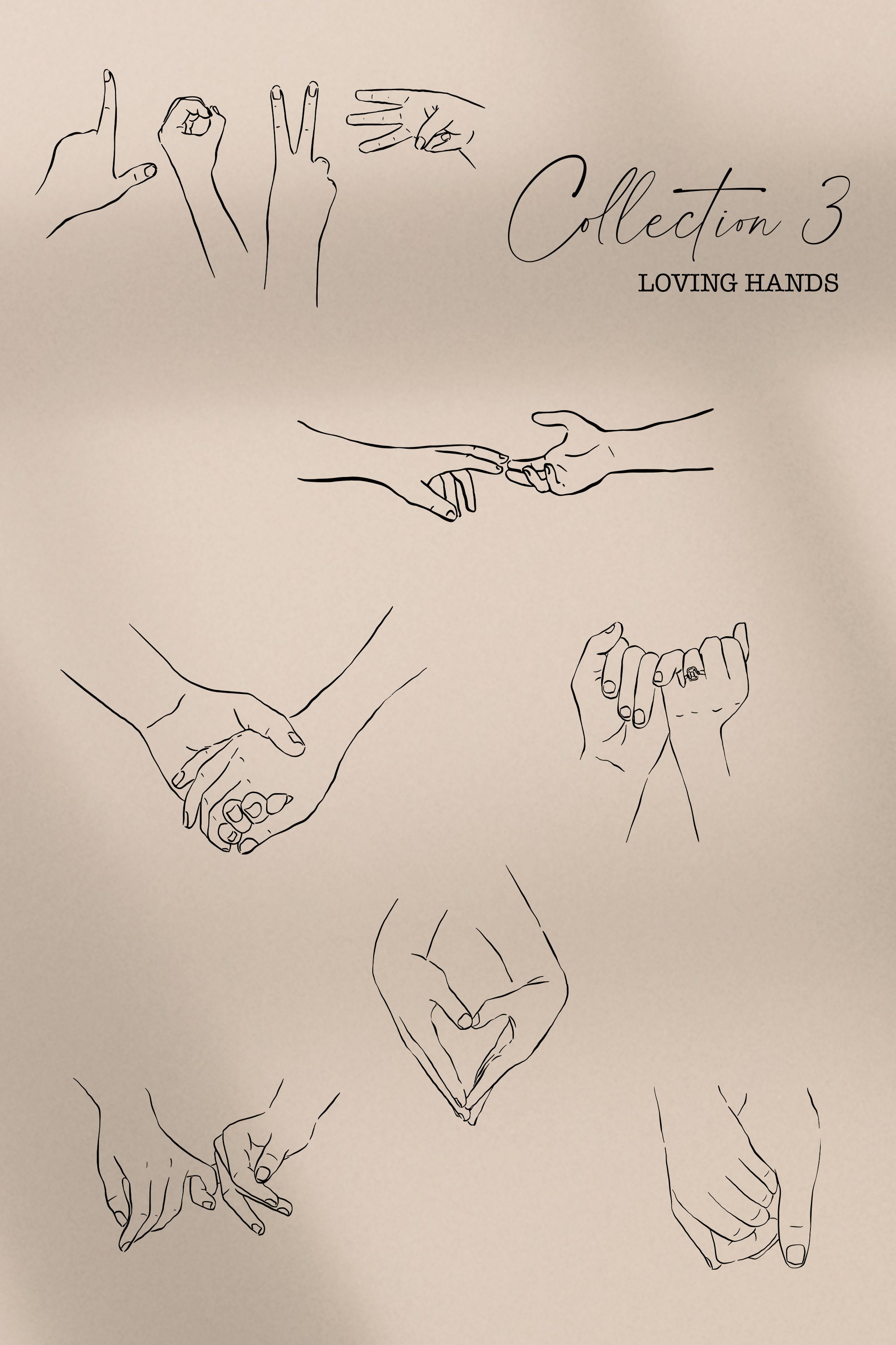 Love Line Art Hands Line Art Hands Clipart Valentine Day | Etsy