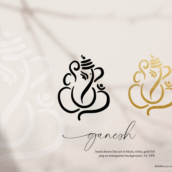 Ganesh Clipart, Indian God Clipart, Hindu God Clipart, Ganesha Line Art, Gold Ganesh, Indian Wedding Clipart, Hindu Wedding Clipart