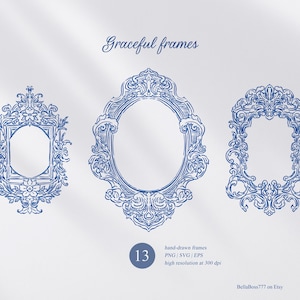 Marco de boda: elementos de logotipo de arte lineal vintage, marcos ornamentales franceses y victorianos, escudo de boda PNG de bellas artes, descarga digital