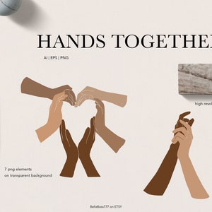 Hands Clipart, Black Hands, Women Empowerment, LGBTQ Clipart, Women Clipart, Diversity Clipart, Love Clipart, Hands Together, Hand Holding