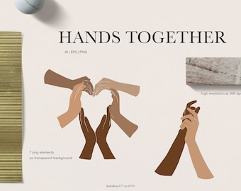 Hands Clipart, Black Hands, Women Empowerment, LGBTQ Clipart, Women Clipart, Diversity Clipart, Love Clipart, Hands Together, Hand Holding