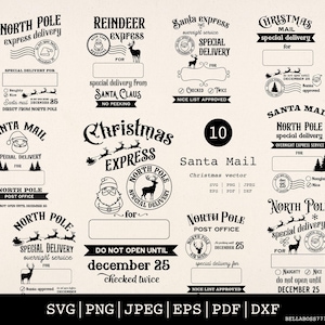 Kerst Svg, boerderij kerst Svg, Santa Mail Svg, Santa Sack Svg, vakantie Svg, Kerstmis Vector, Noordpool Svg, rendieren Express Svg