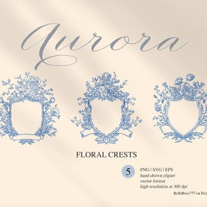 Clipart de escudo floral, marco de boda, clipart de logotipo de escudo, bellas artes, arte lineal, marcos florales, escudo de monograma de boda, descarga digital