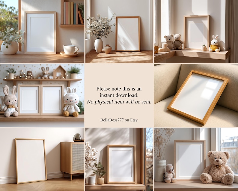 White Frame Mockup, Minimalist Frame, Photoshop Mockup Template, Real Frame Mockup, Nursery Mockup Frame, Printable Art Display Mockup image 9