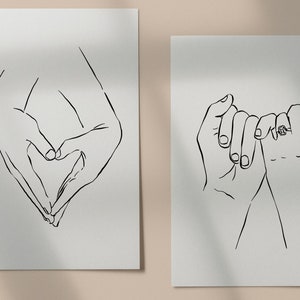 Liebe Linie Kunst, Hände Linie Kunst, Hände Clipart, Valentinstag ClipArt, Handhalten, Linie Art Clipart, minimale Zeichnung, Hände Illustration