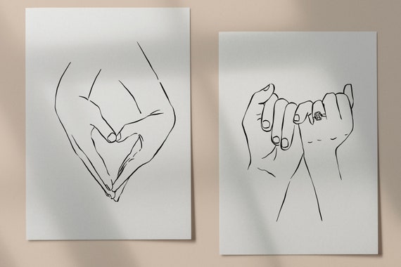 Love Line Art, Hands Line Art, Hands Clipart, Valentine Day Clip Art, Hand Holding, Line Art Clipart, Minimal Drawing, Hands Illustration