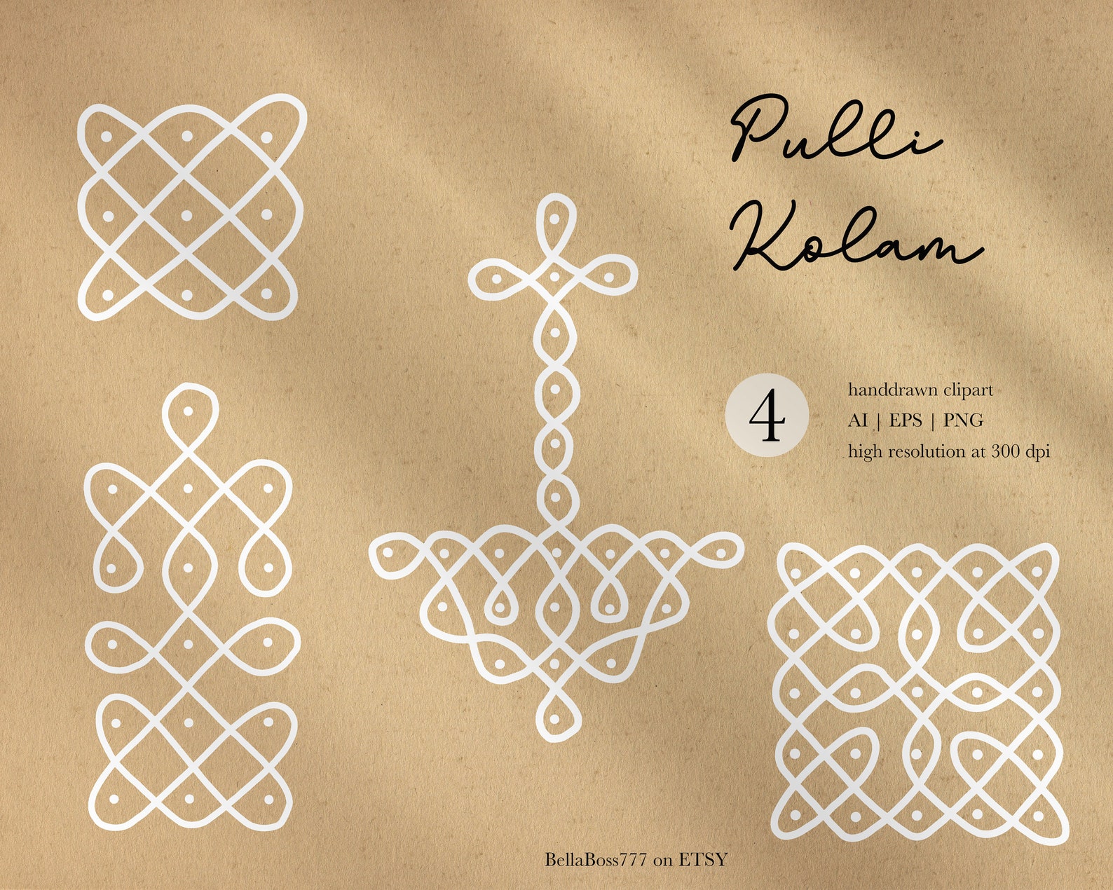 Kolam Clipart, Geometric Clipart, Line Art, Hindu Kolam, Muggu