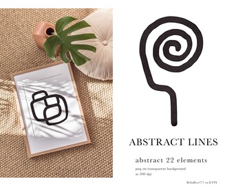 Abstract Watercolor Shapes Clipart: Boho Geometric PNG (Digital Download)