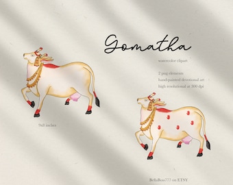 Gomatha Clipart, Kamadhenu, Indian Cow Clipart, Hindu God, Indian Wedding, Hindu Wedding, Cow, Watercolor Cow, Religious Cow, South Indian