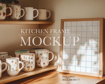 Kitchen Mockup Frame, Coffee Cups Mockup, Kitchen Print Mock Up, Table Frame Mockup, Mockup Template, Kitchen Wall Mockup, Wall Art Frame