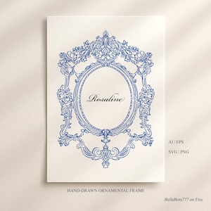 Wedding Frame Clipart, Vintage Frame, Ornamental Frame, Fine Art, Line Art, Logo Clipart, Wedding Crest, Frame Clipart, Hand Drawn Art Frame