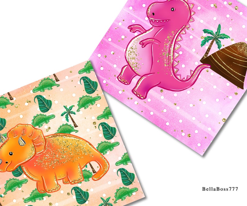Dinosaur Paper T-rex Pterodactyl Glitter Dino Flowers | Etsy