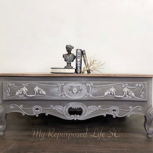 Custom order option! French Provincial/Gray and White/Shabby Chic/Boho/Beachy/Driftwood/Dry Brush Coffee Table/Storage/Living Room Furniture