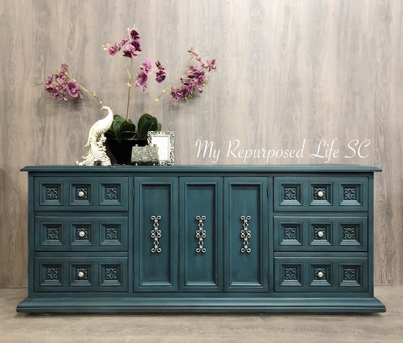 Custom Order Option! Blue Teal Silver Damask Black Wax Long Triple Dresser Buffet Console Table Entry Table Storage - Etsy Israel Custom Order Option! Blue Teal Silver Damask Black Wax Long Triple Dresser Buffet Console Table Entry Table Storage - Etsy Israel