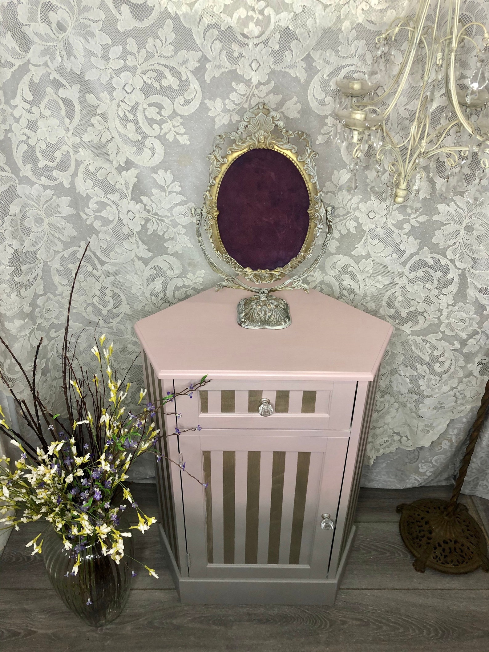 Ombre rosa y gris/ Gabinete de esquina / baño / guardería / | Etsy