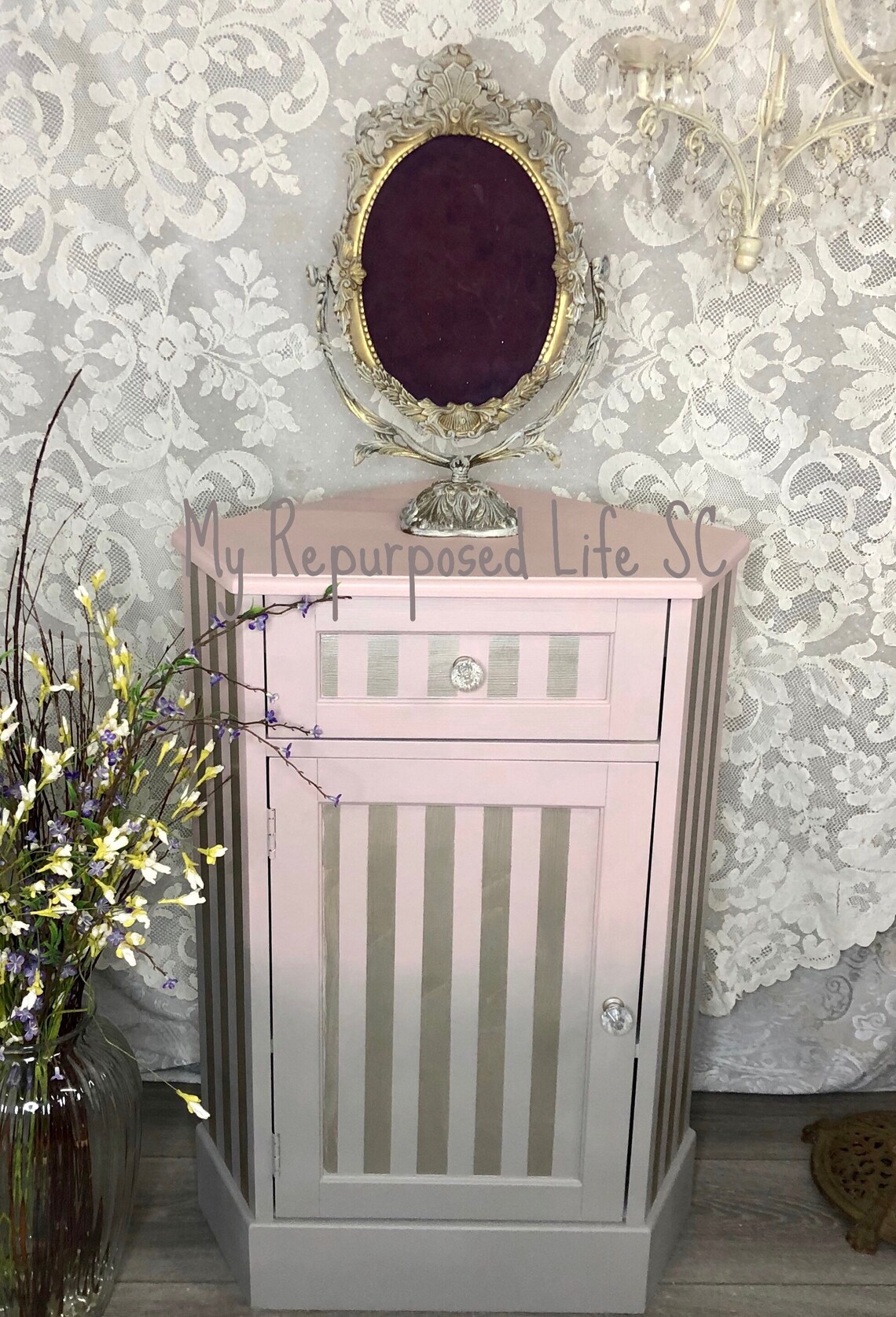 Ombre rosa y gris/ Gabinete de esquina / baño / guardería / | Etsy