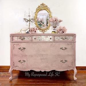 Custom order option! Sample Only| French Provincial Dresser | Vintage Chest of Drawers | Victorian Bedroom Furniture | Pink and Gold Nursery