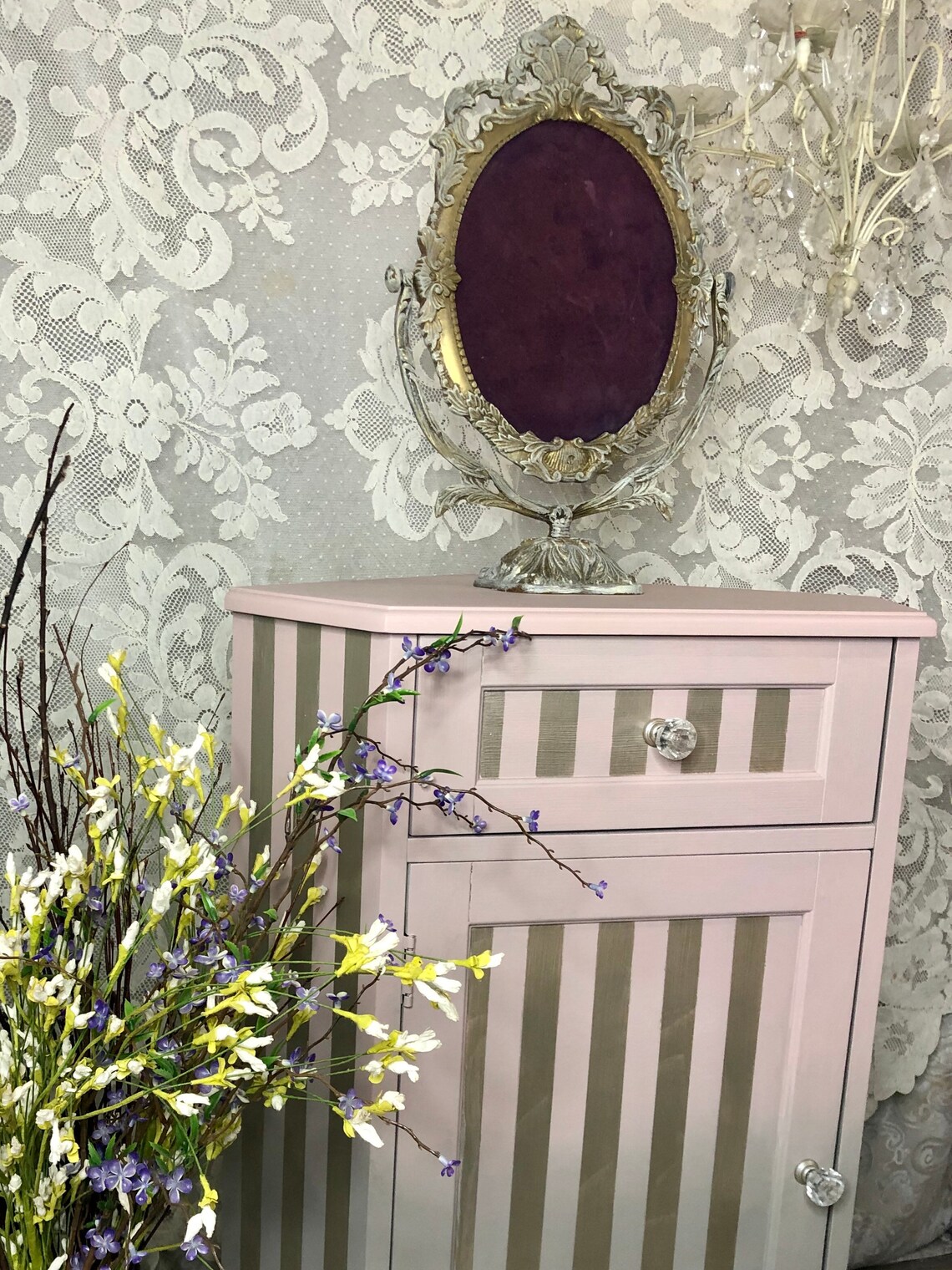 Ombre rosa y gris/ Gabinete de esquina / baño / guardería / | Etsy