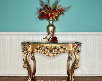 Custom order Italian Provincial Baroque Rococo Accent Side Table Vintage Antique Marble Top