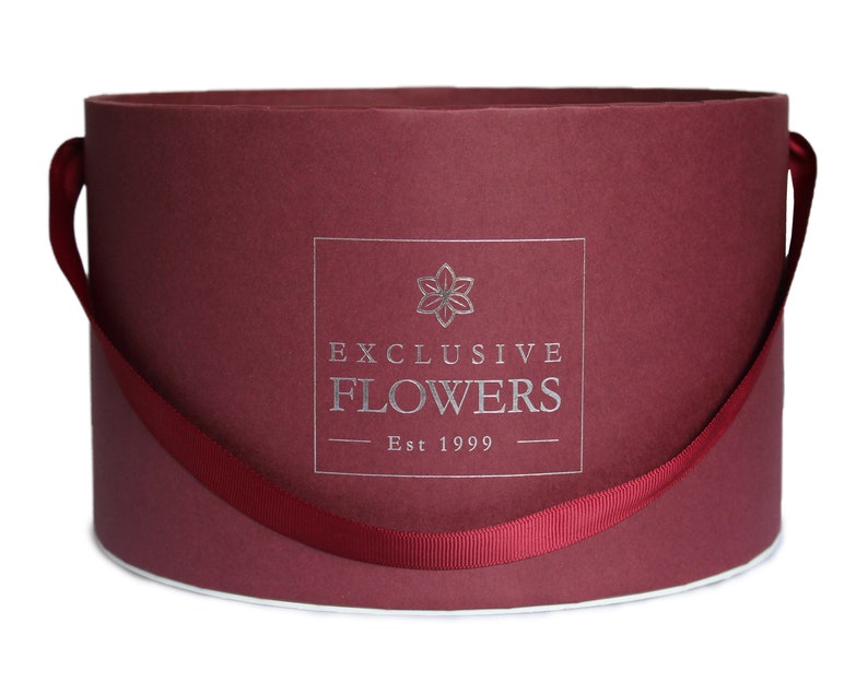 Gift Box Round Bordeaux Silver Luxury Flowers Box Wedding Etsy