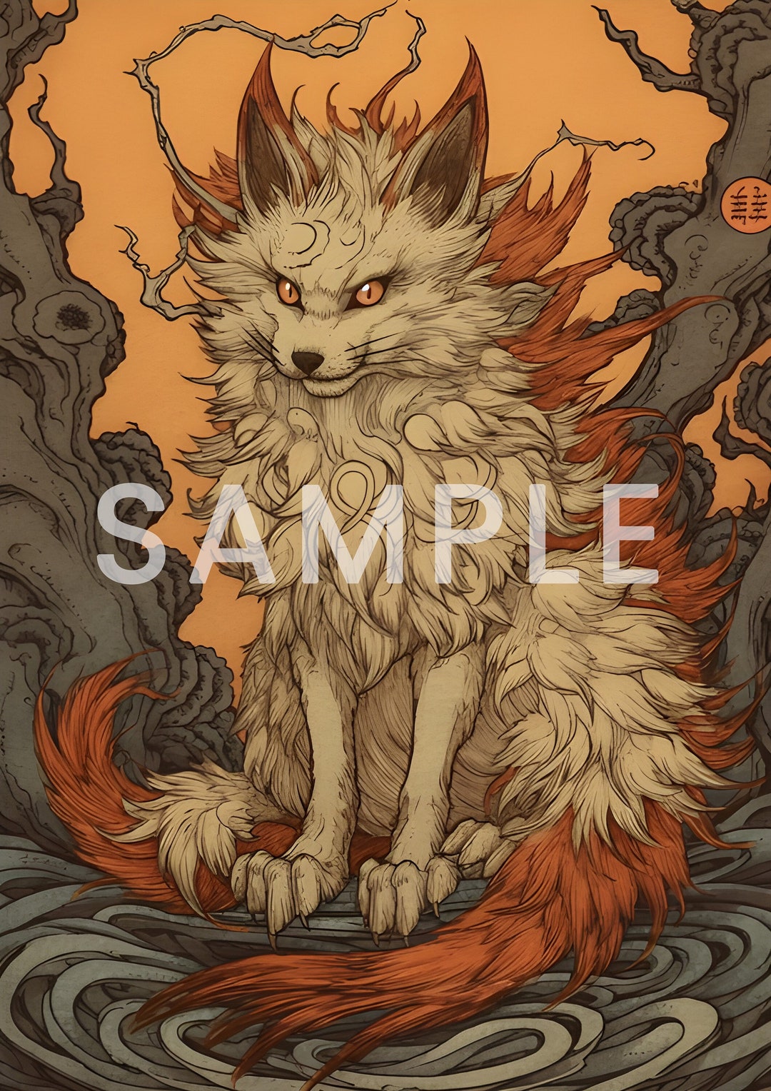 Japanese Prints Kitsune Fox Wall Art Japan Ukiyoe Etsy