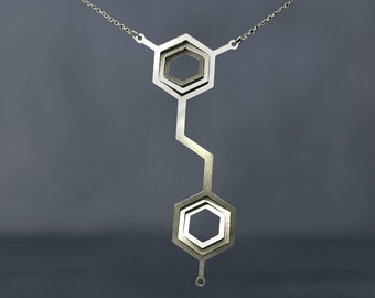 Collana Wine Molecule - Collana geometrica in acciaio inossidabile con design 3D unico - Gioielli scintillanti minimalisti per lei - Collana Dainty