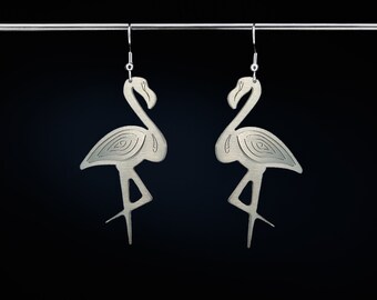 Illusion Flamingo Earrings: Stainless Steel, Hypoallergenic Hooks