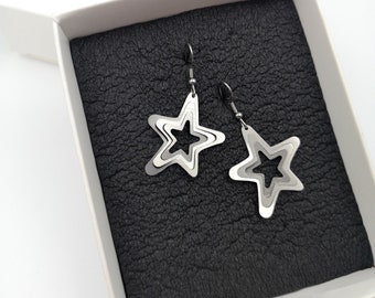 Geometric Starfish Earrings: Stainless Steel Mermaid Jewelry