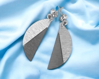 Stainless steel Origami Half Circle stud earrings, Elegant shining earrings, Geometric jewelry, Dainty earrings for woman, Minimal earrings