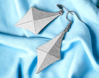 Stainless steel Origami Kite earrings, Geometric 3D shining jewelry, Minimalist earrings, Dainty jewelry for her, Waterproof jewelry