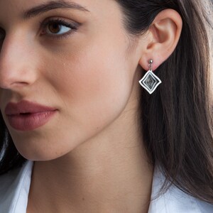 Mini Rhombus Stud Earrings, Geometric stainless steel minimalist jewelry, Hypoallergenic dainty earrings, Elegant shining studs for her