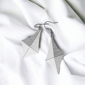 Stainless steel Origami Kite earrings, Geometric 3D shining jewelry, Minimalist earrings, Dainty jewelry for her, Waterproof jewelry image 6